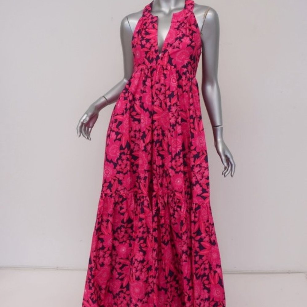Aloha Marina Maxi Dress Kona Pink Floral - Picture 1 of 8
